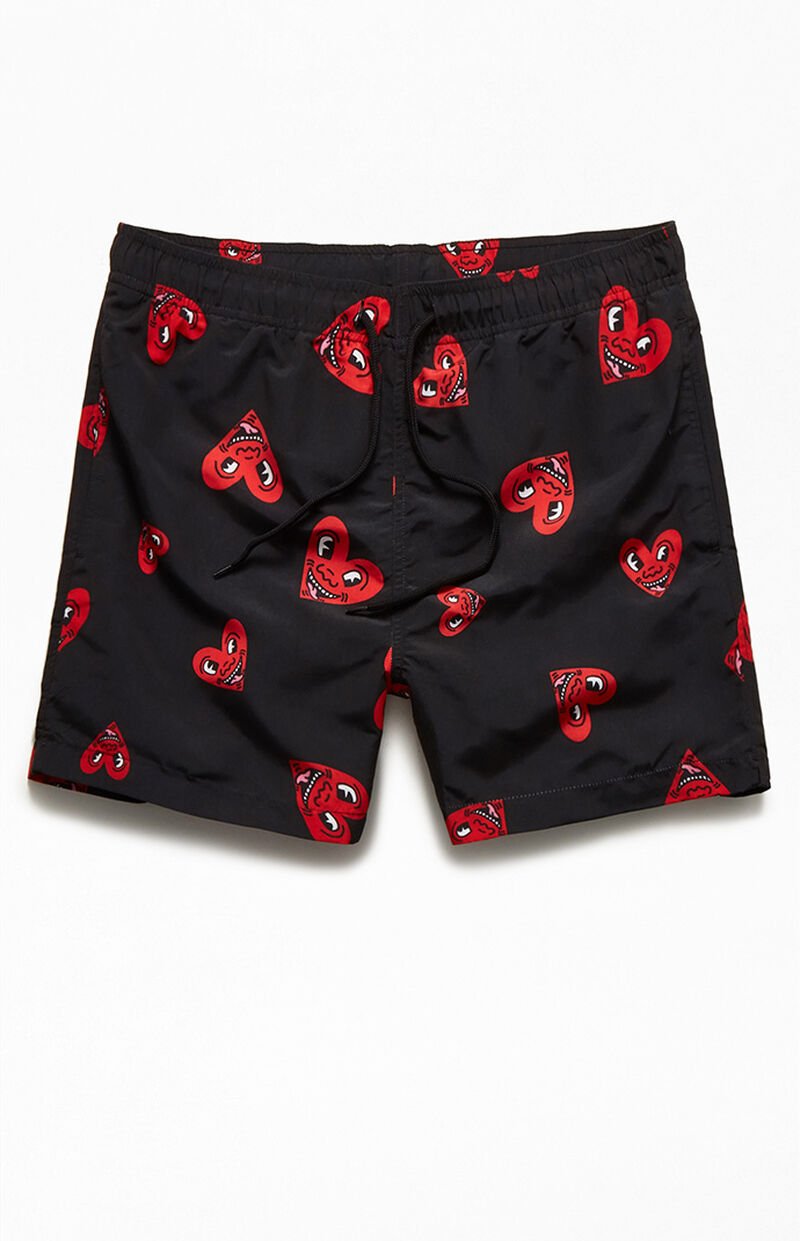 Keith Haring Heart 14" Swim Trunks