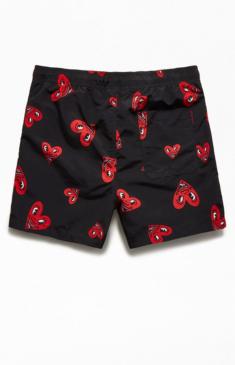 Keith Haring Heart 14" Swim Trunks