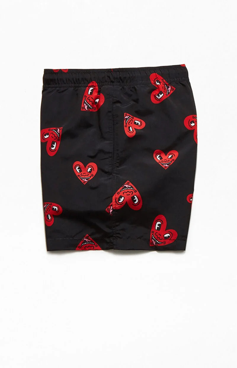 Keith Haring Heart 14" Swim Trunks