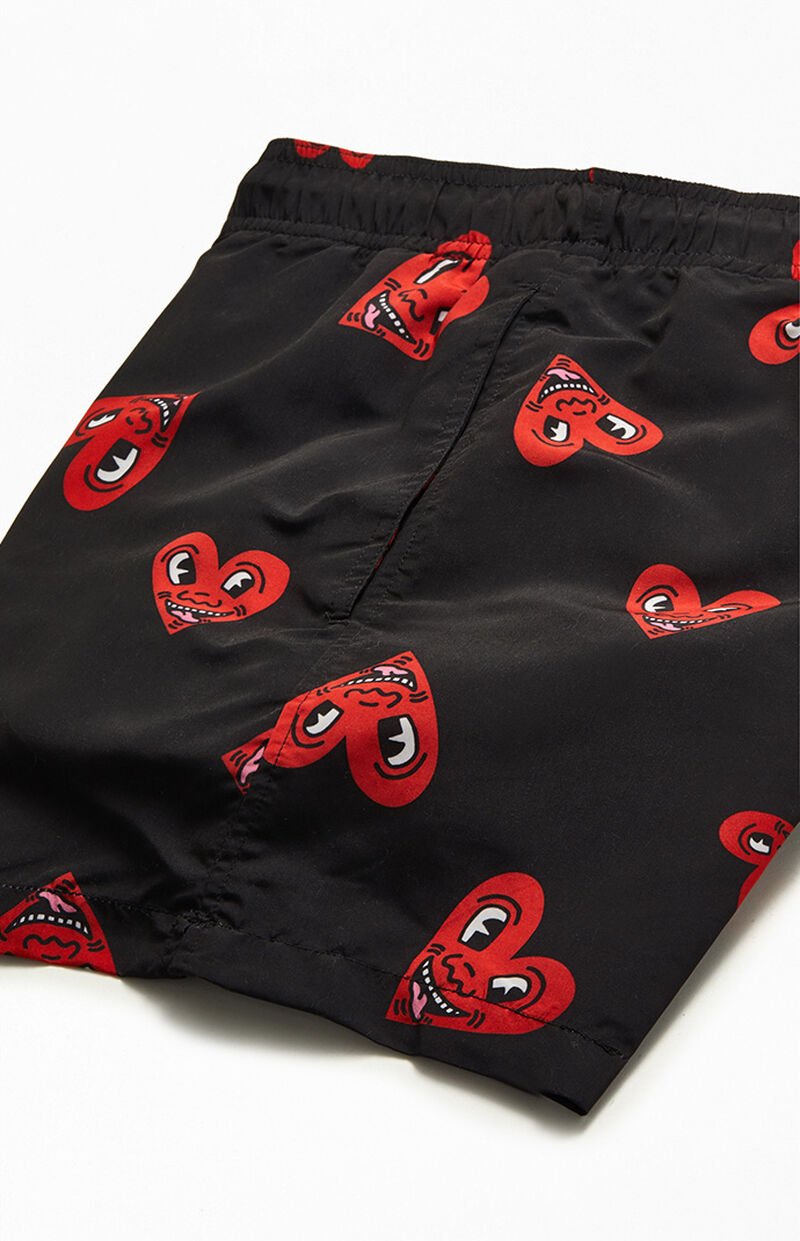 Keith Haring Heart 14" Swim Trunks