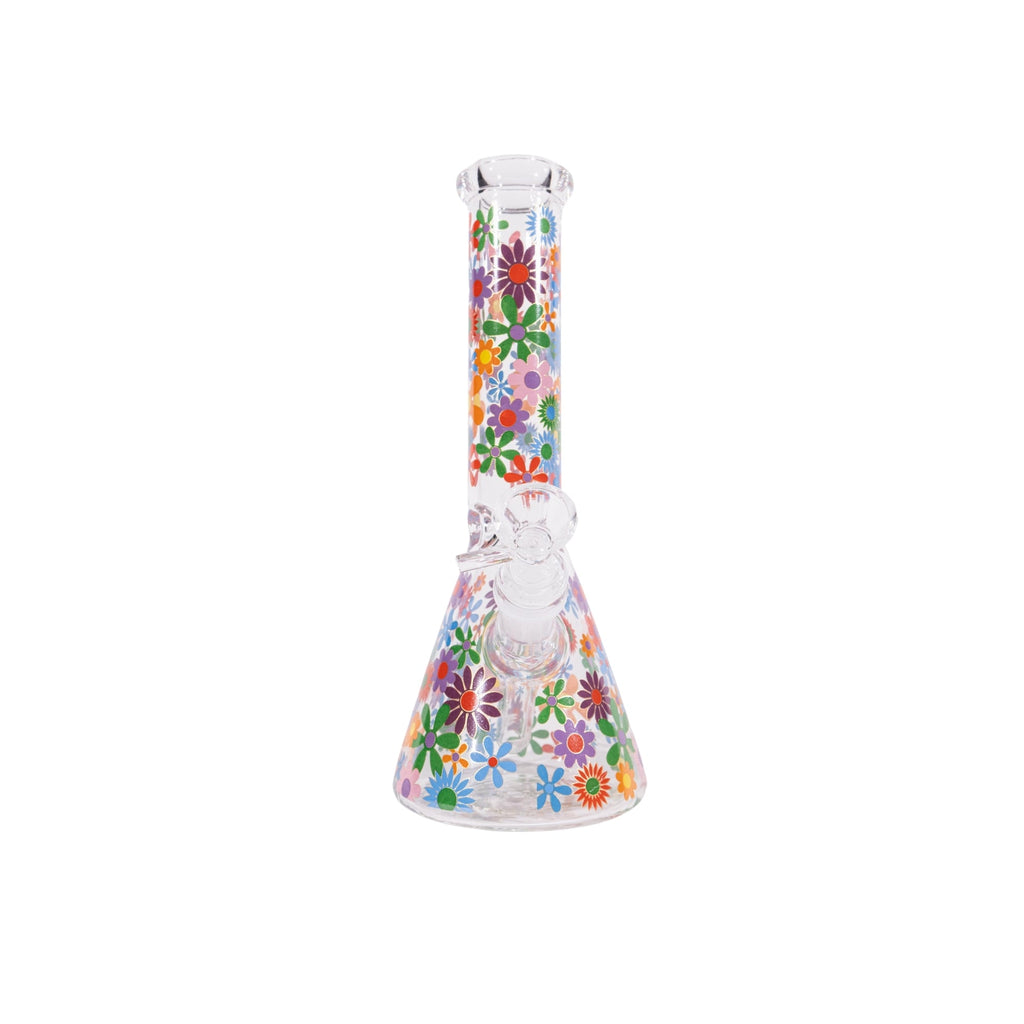 Flowers Beaker Bong 10" – Floral Glass Water Pipe