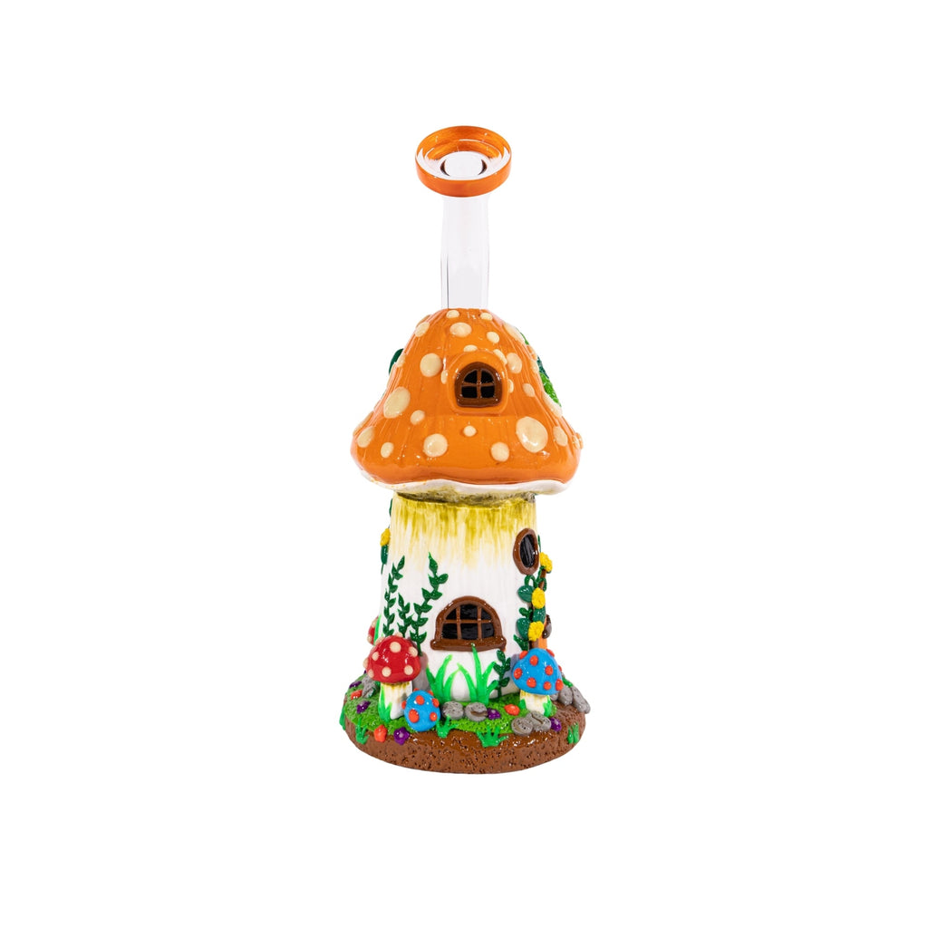 Mushroom Orange House Bong Trippy Glass Novelty Bong