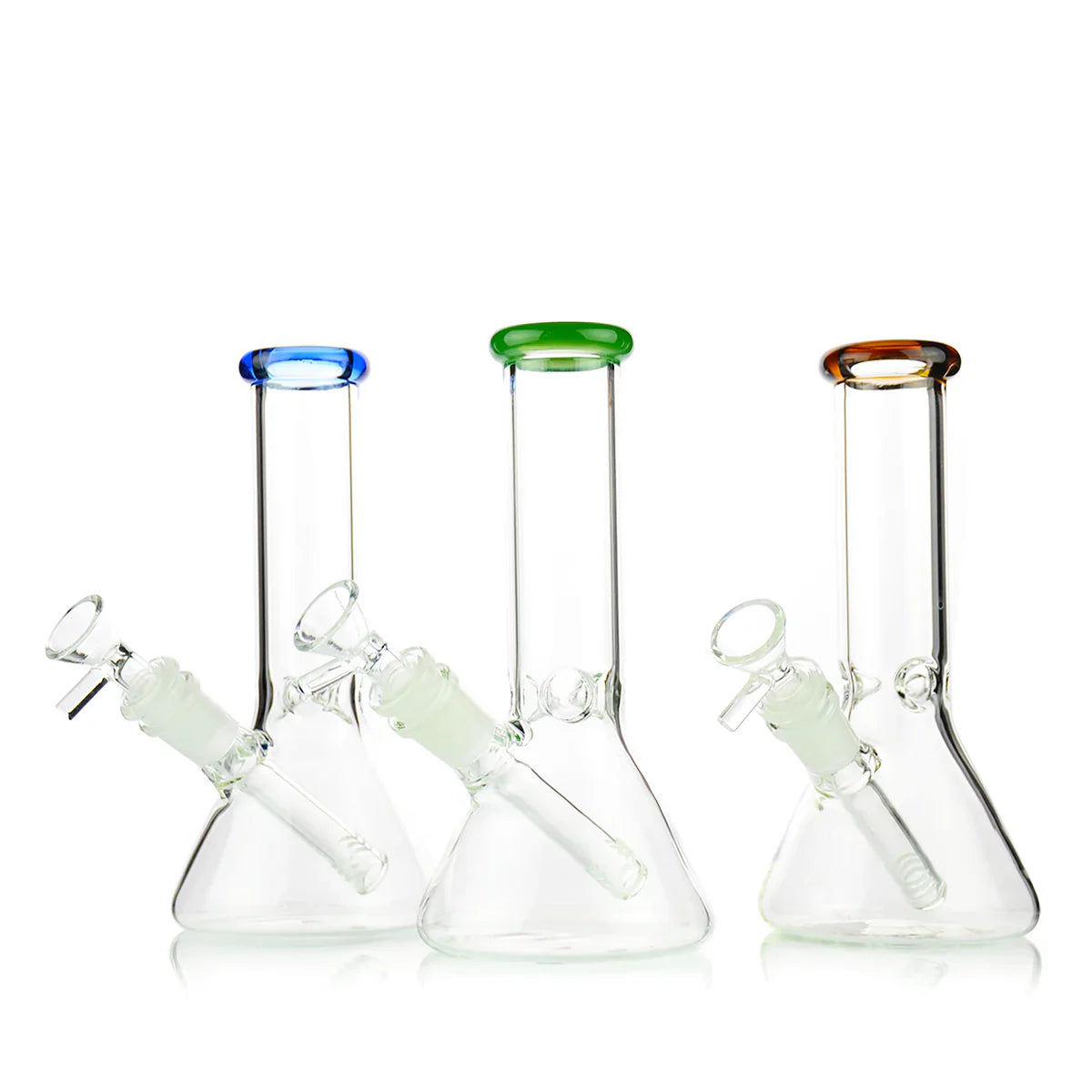 Beaker Bong 8" with Colored Mouthpiece Glass Bong