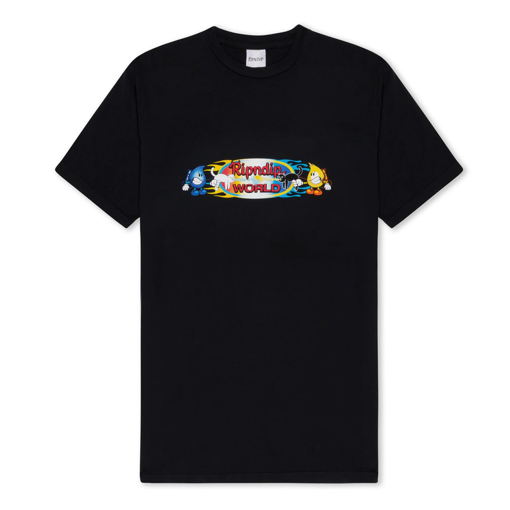 RIPNDIP X WORLD INDUSTRIES WATER NERM VS FLAME JERM TEE (VINTAGE BLACK)