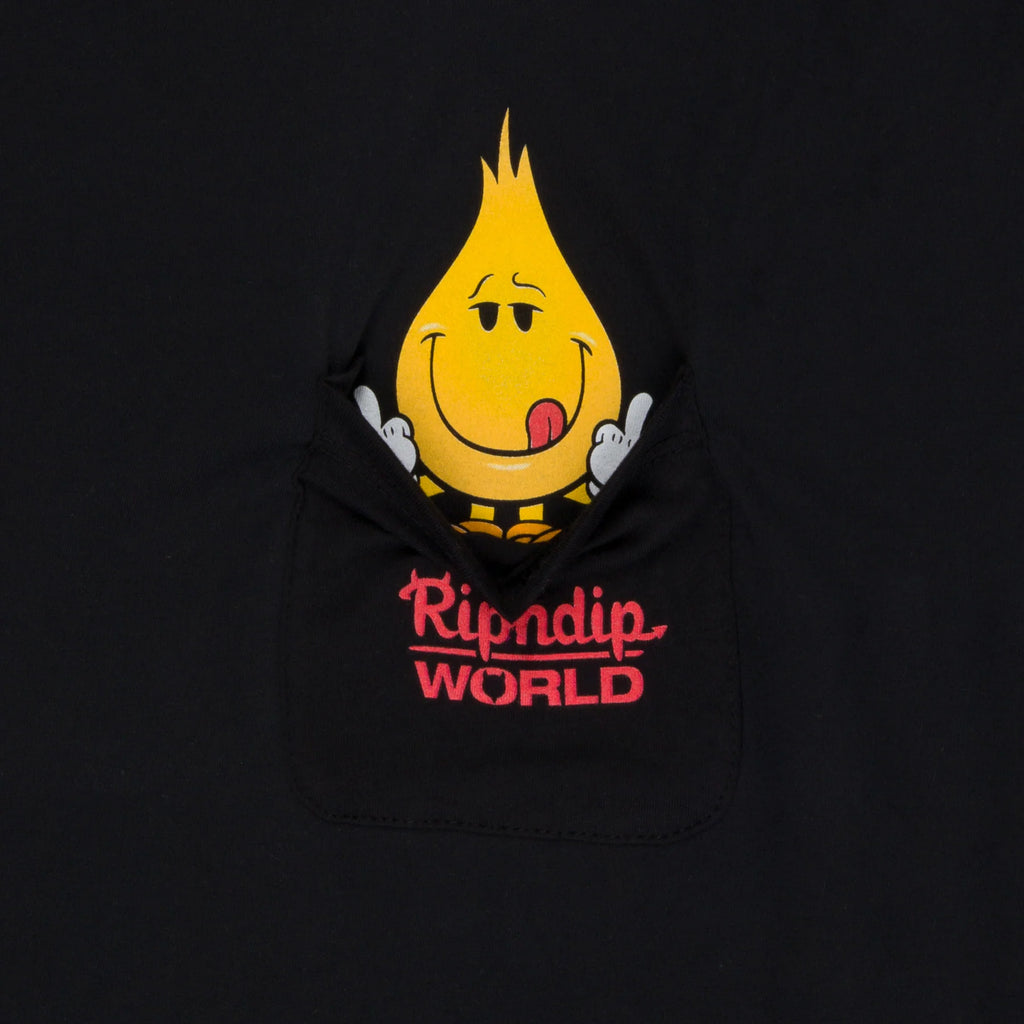 RIPNDIP X WORLD INDUSTRIES  FLAMEBOY POCKET TEE (VINTAGE BLACK)