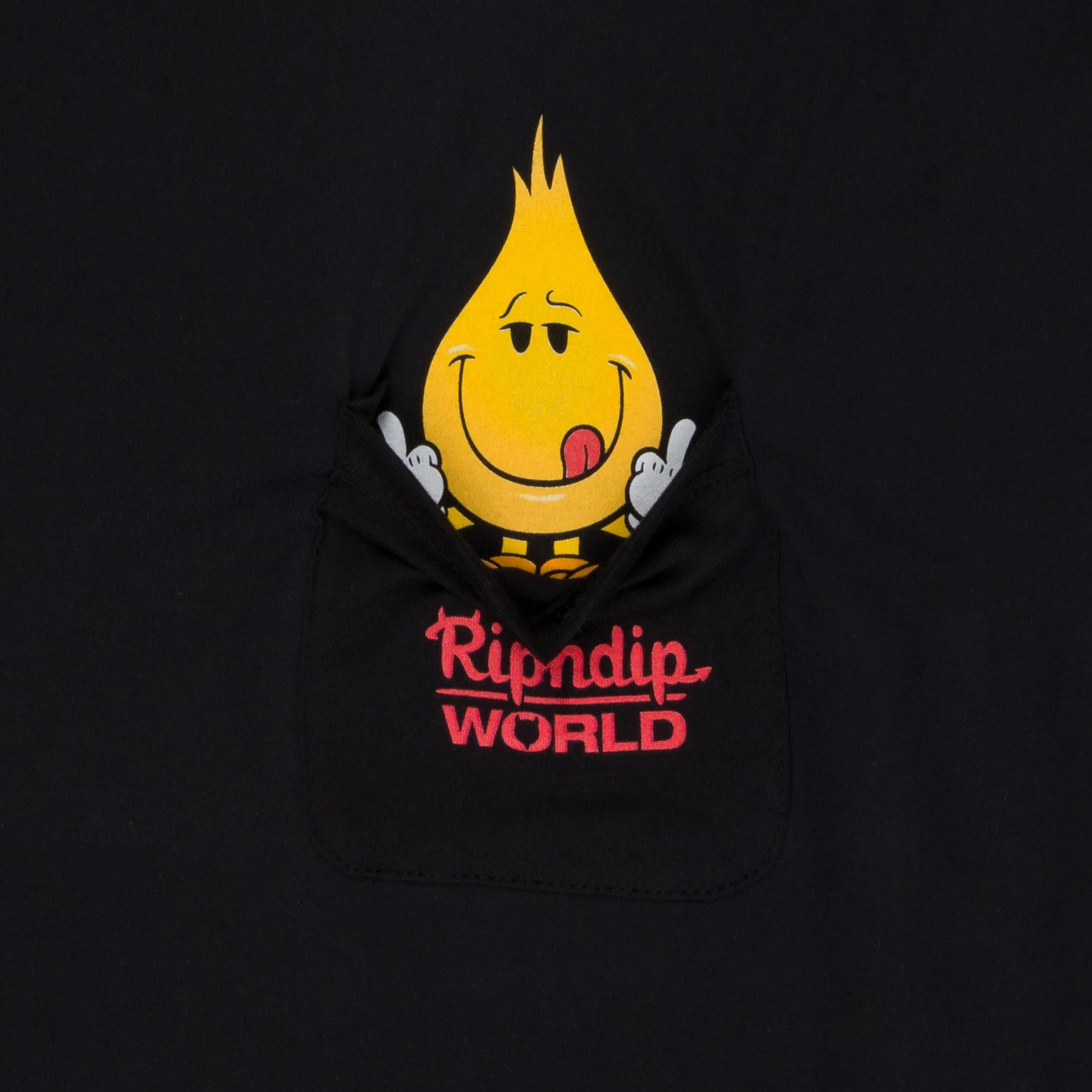 RIPNDIP X WORLD INDUSTRIES  FLAMEBOY POCKET TEE (VINTAGE BLACK)