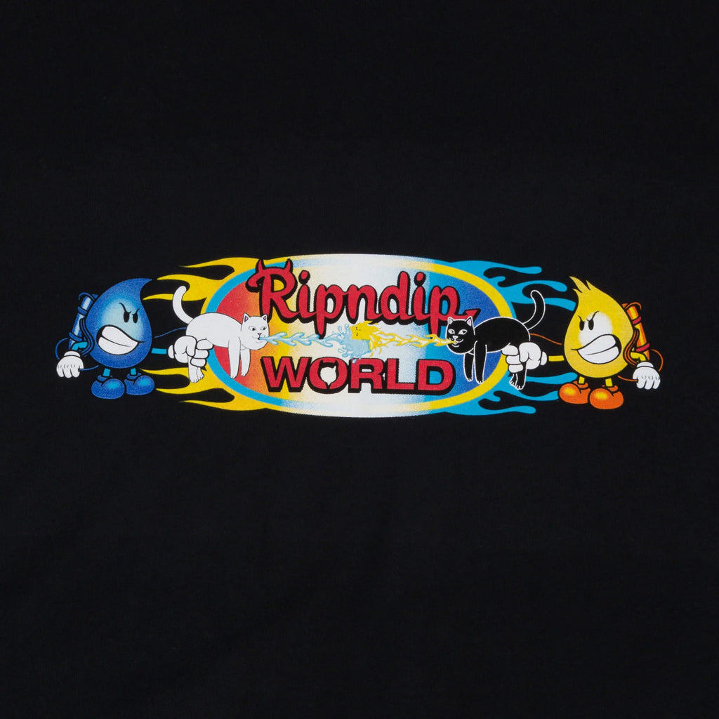 RIPNDIP X WORLD INDUSTRIES WATER NERM VS FLAME JERM TEE (VINTAGE BLACK)