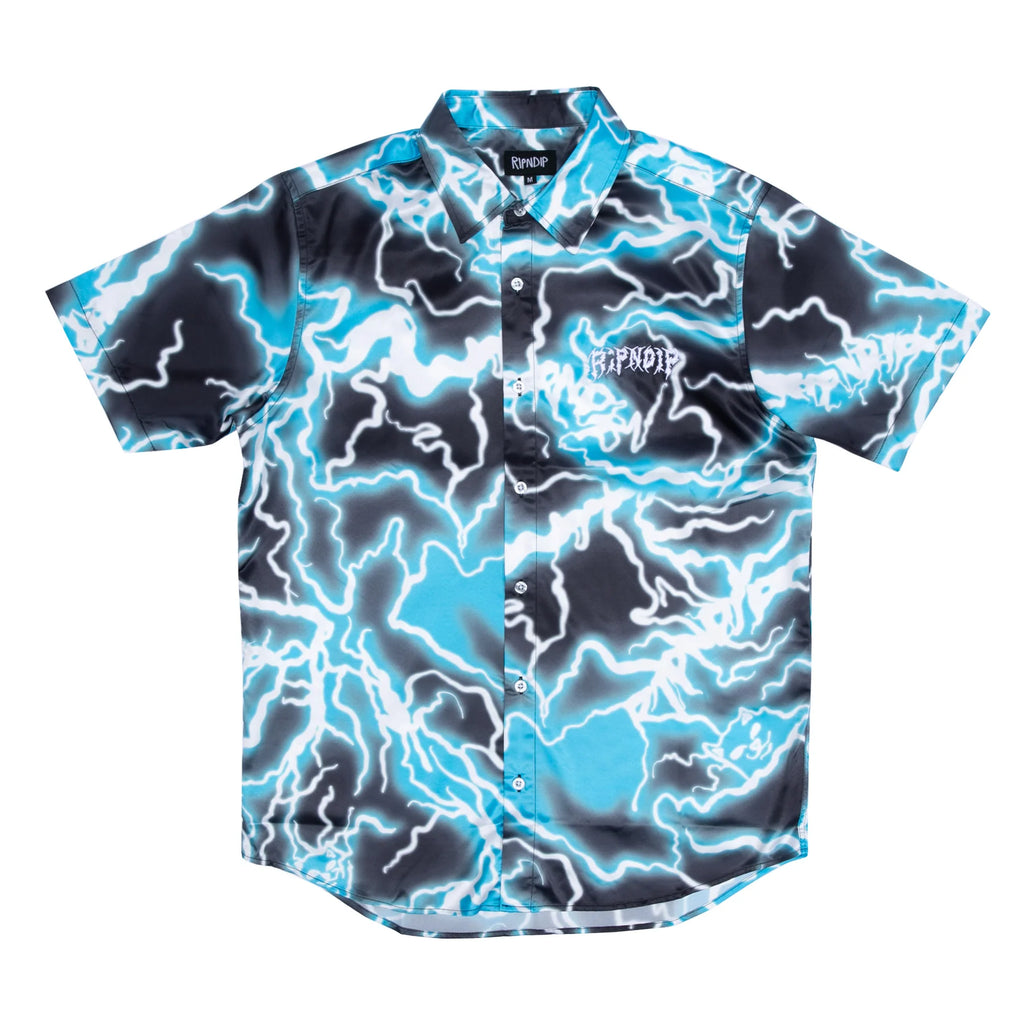RIPNDIP NIKOLA SHORT SLEEVE BUTTON UP (BLACK/BLUE)