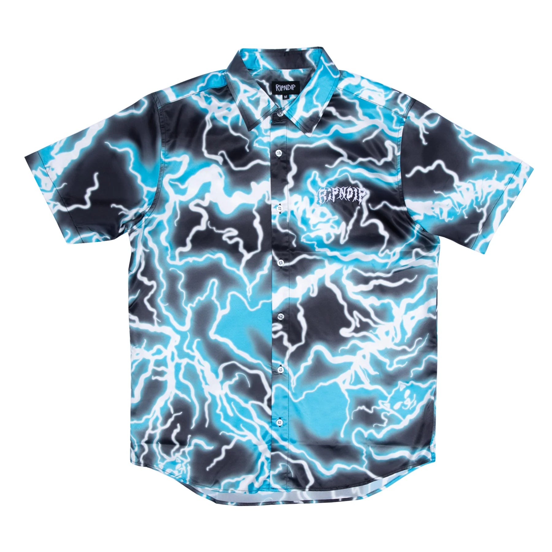RIPNDIP NIKOLA SHORT SLEEVE BUTTON UP (BLACK/BLUE)