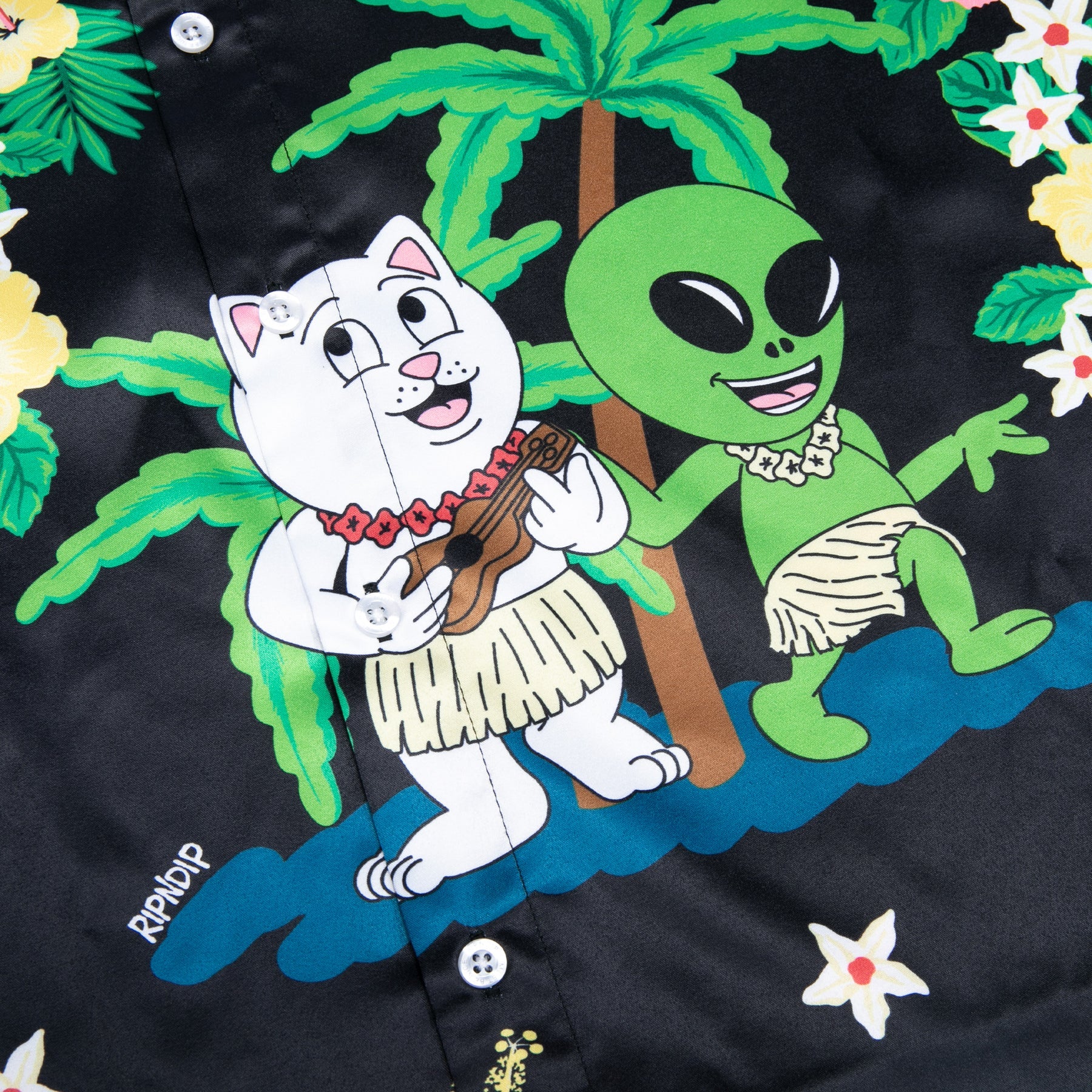 RIPNDIP ALOHA NERM SHORT SLEEVE BUTTON UP (BLACK)