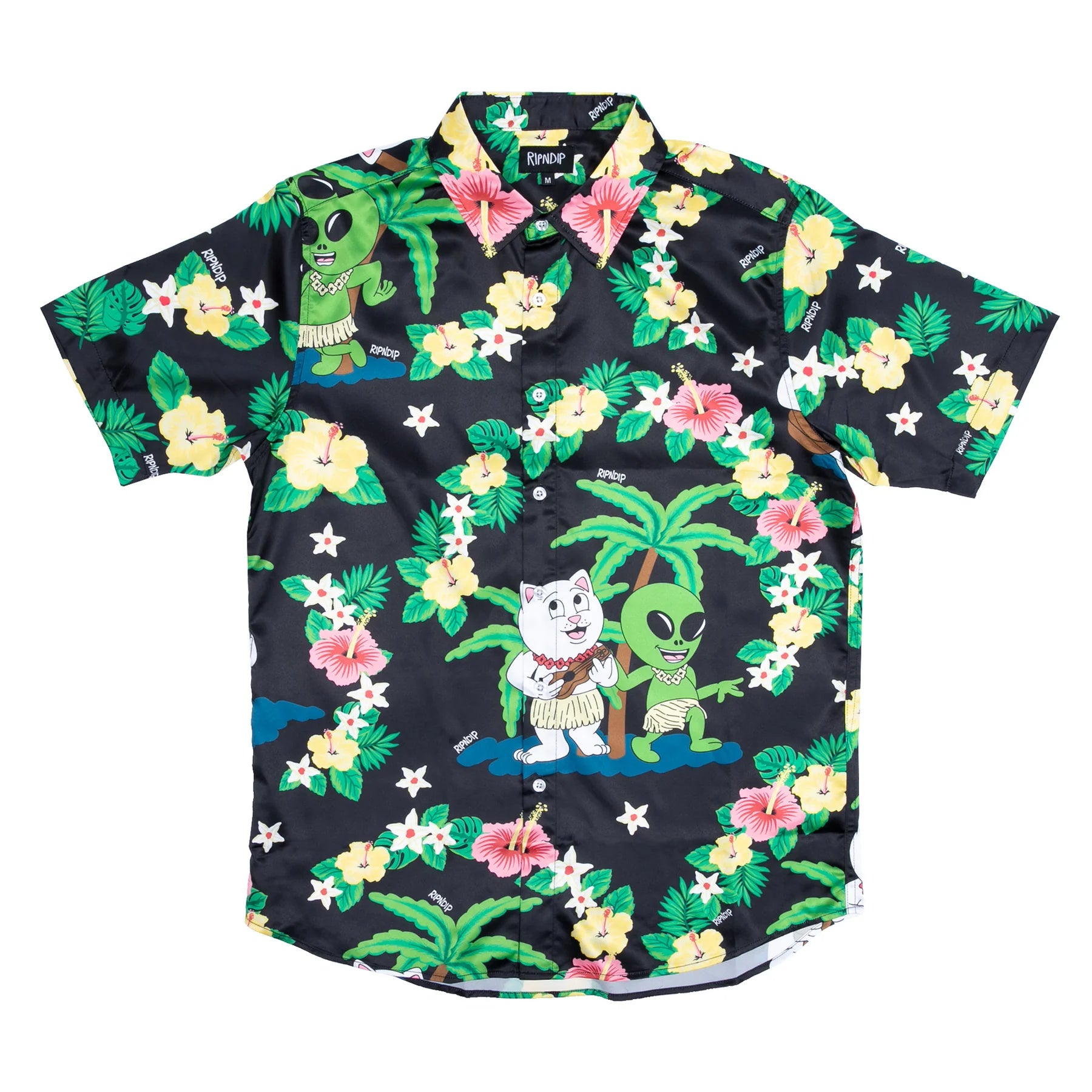 RIPNDIP ALOHA NERM SHORT SLEEVE BUTTON UP (BLACK)