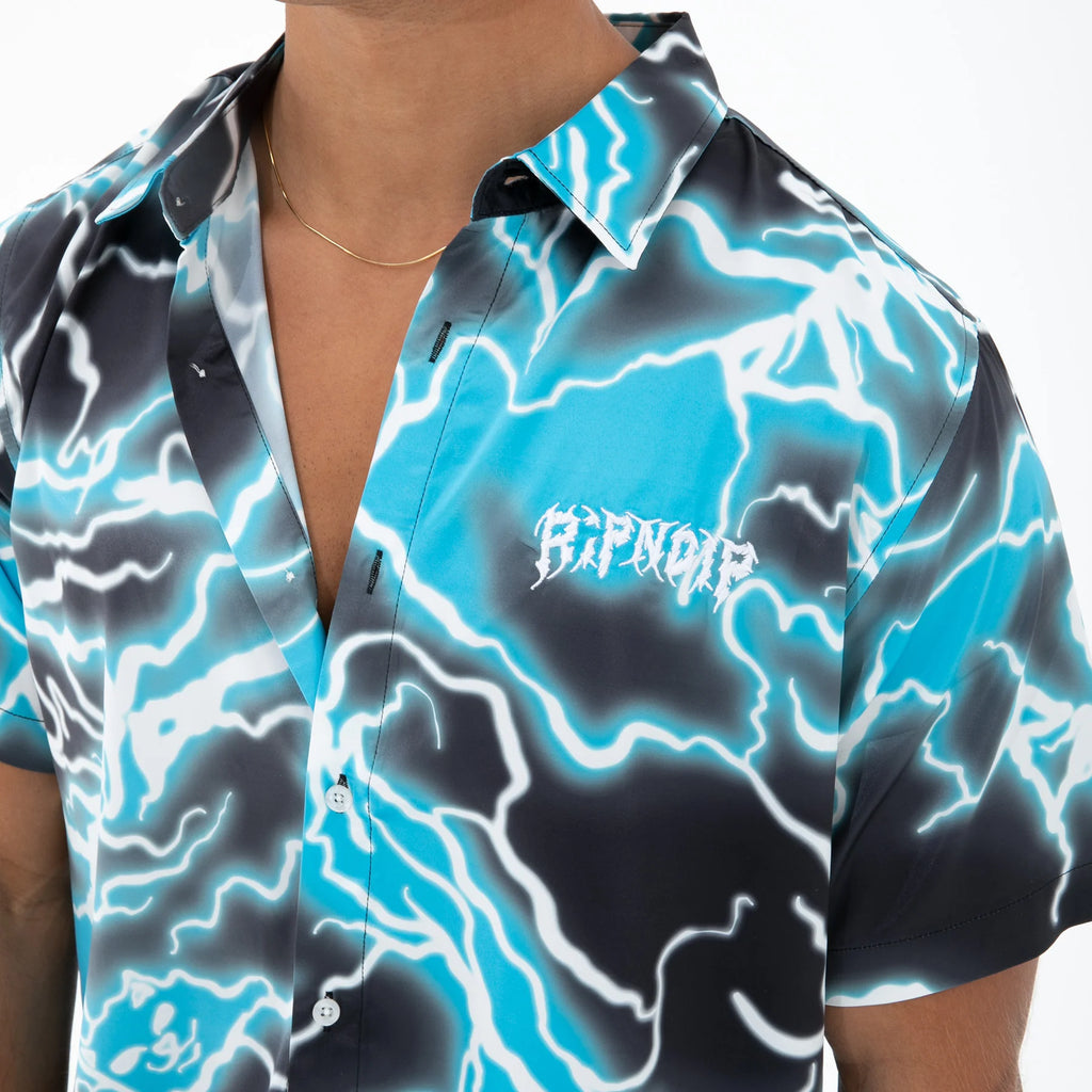 RIPNDIP NIKOLA SHORT SLEEVE BUTTON UP (BLACK/BLUE)