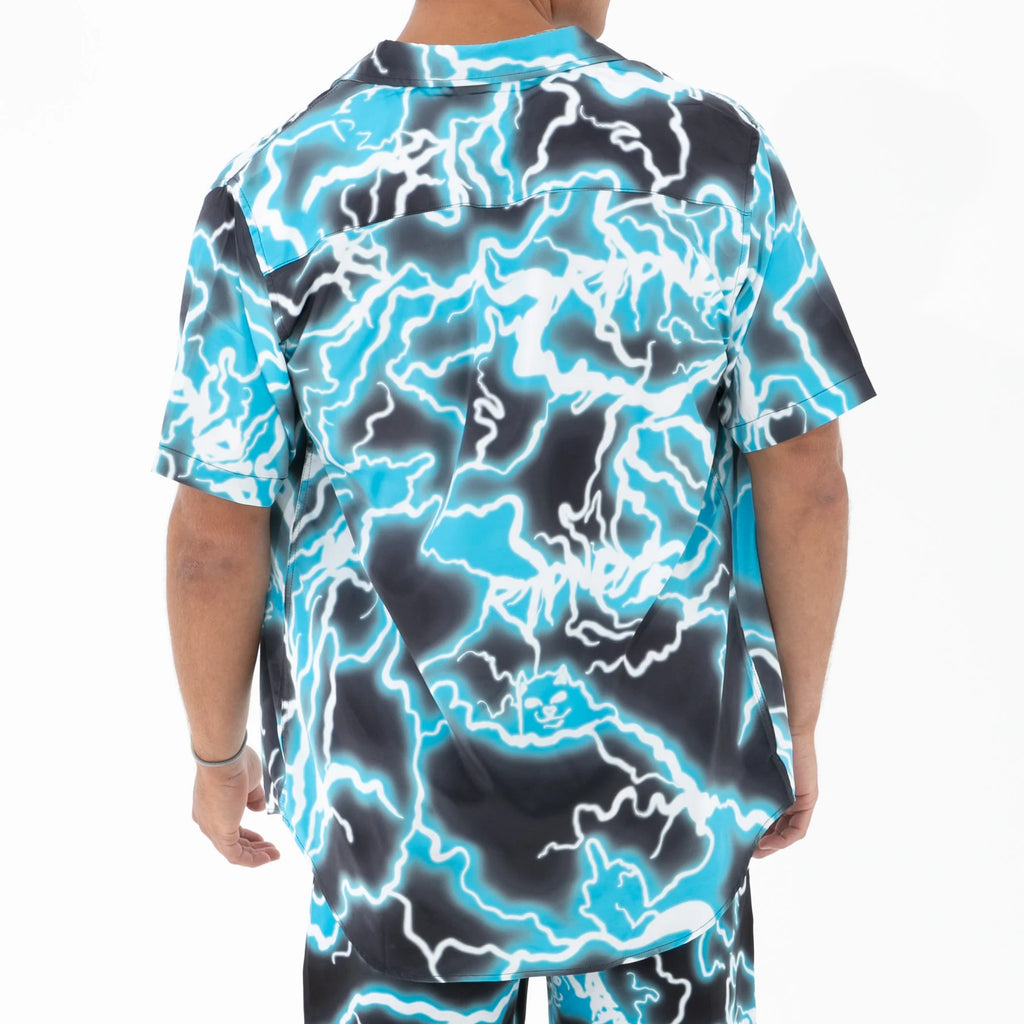 RIPNDIP NIKOLA SHORT SLEEVE BUTTON UP (BLACK/BLUE)