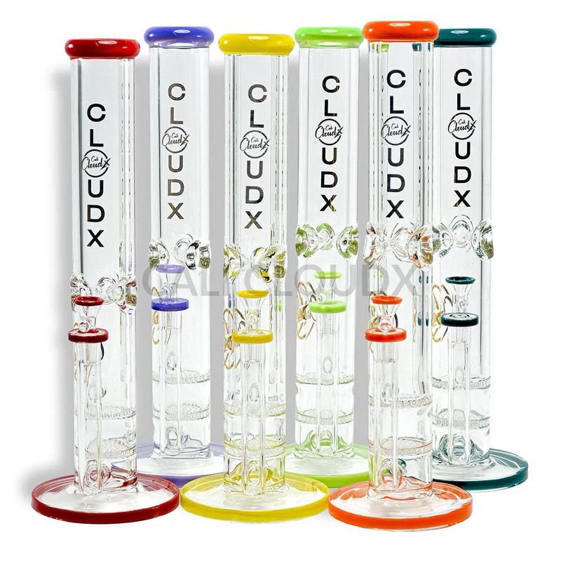 18" DOUBLE HONEY COMB STRAIGHT WATER PIPE BY CALI CLOUDX