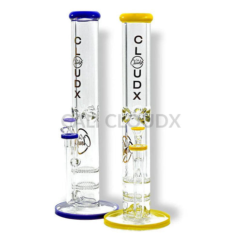 18" DOUBLE HONEY COMB STRAIGHT WATER PIPE BY CALI CLOUDX