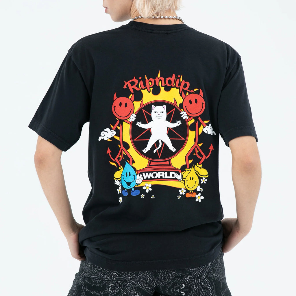 RIPNDIP X WORLD INDUSTRIES  TEE (VINTAGE BLACK)