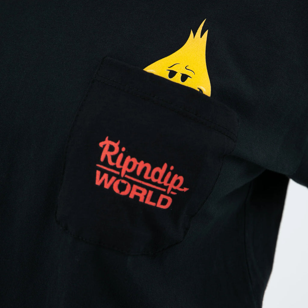 RIPNDIP X WORLD INDUSTRIES  FLAMEBOY POCKET TEE (VINTAGE BLACK)